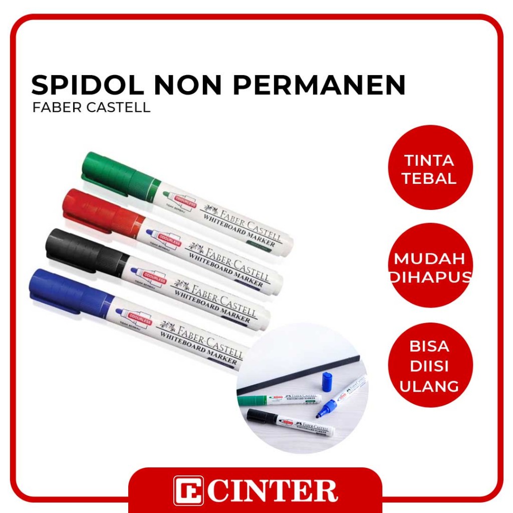 

FABER CASTELL - SPIDOL PAPAN TULIS / SPIDOL TIDAK PERMANENT / SPIDOL WHITEBOARD