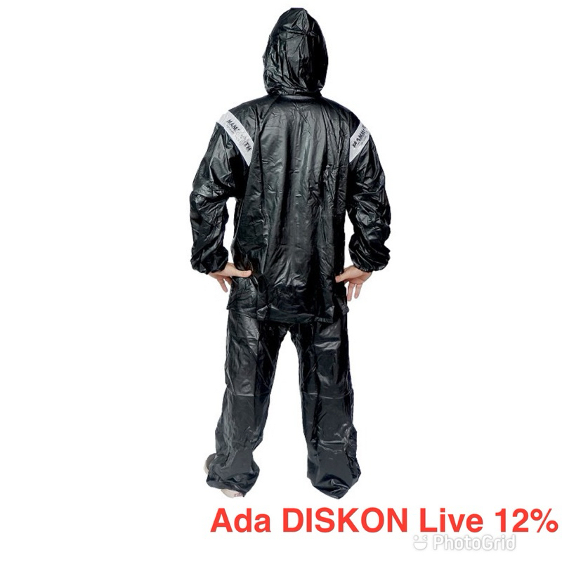 Jas Hujan Stelan PENGUIN Black Mammoth Tebal Jaket Celana Jumbo FERRARI Setelan Besar FERARI PINGUIN