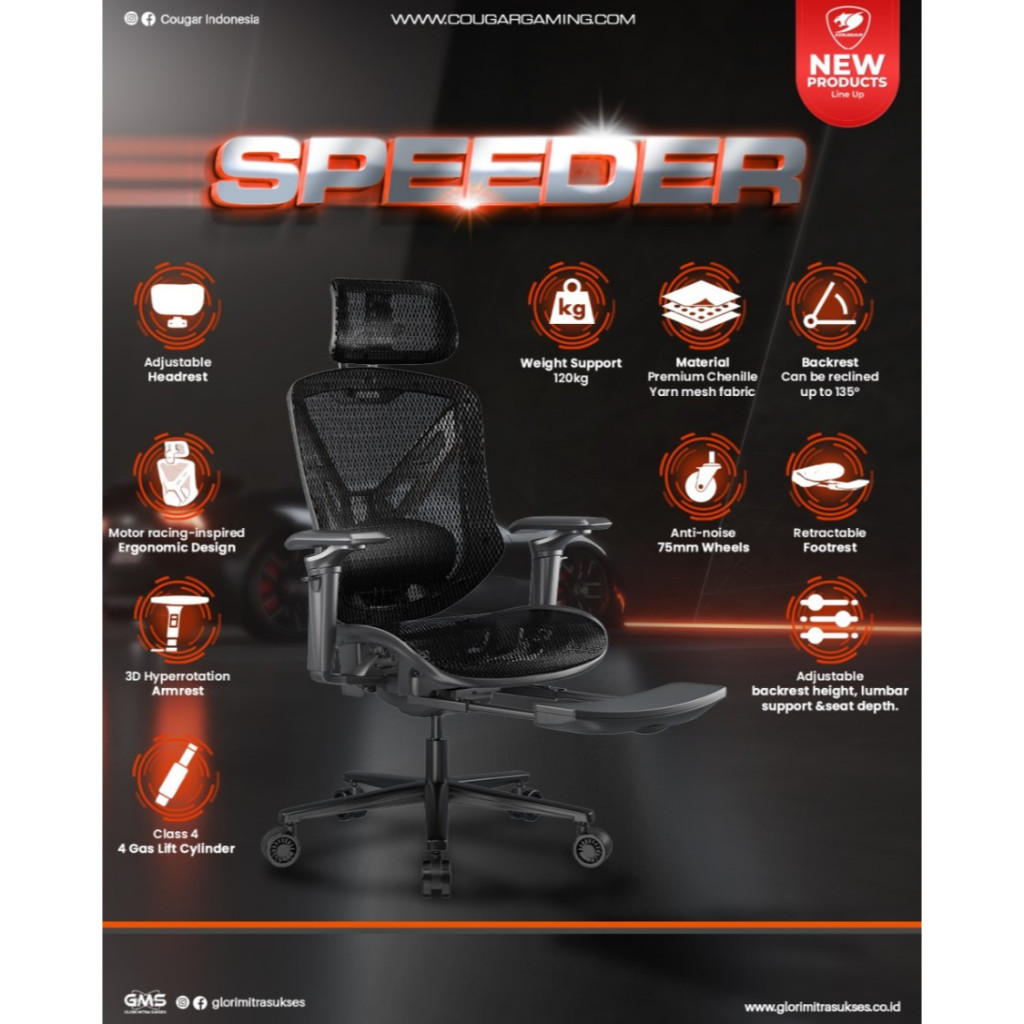 Cougar Speeder CGR-SPD-GRB Kursi Gaming Ergonomis