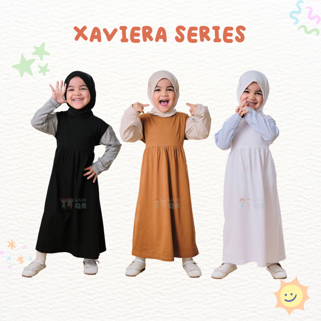 Gamis Dress Anak Perempuan dengan Kombinasi Katun Kombed dan Katun Stripes (Tanpa Jilbab)