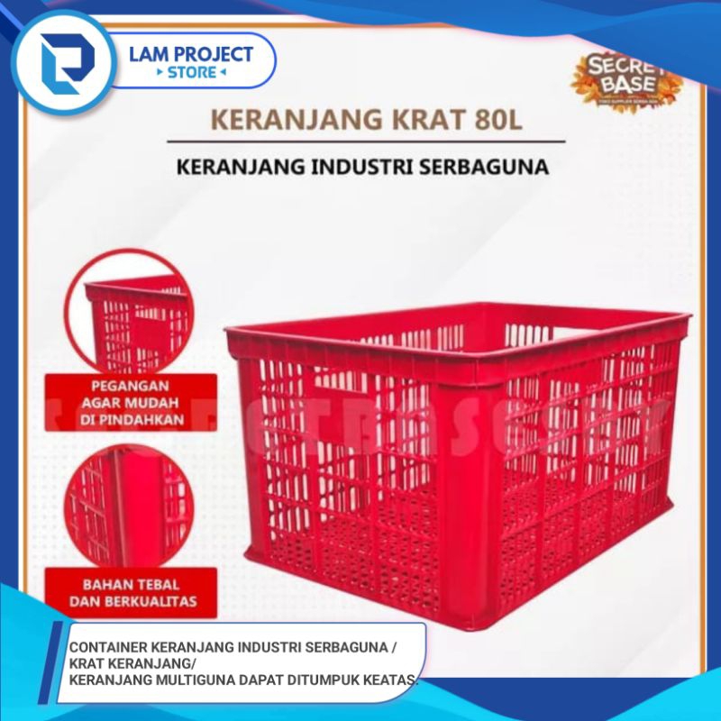 krat industri /keranjang serbaguna/keranjang industrial/keranjang industri merah 80 liter