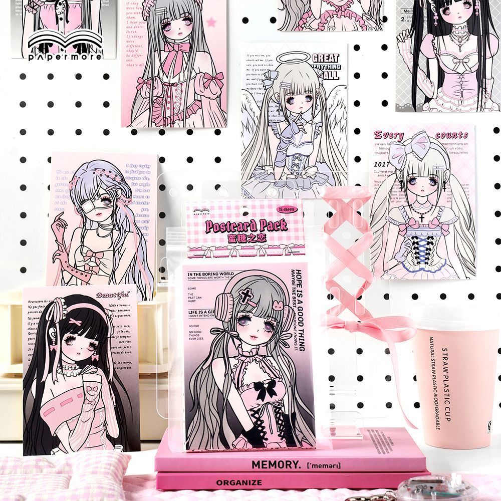 

[WindHeart] 15 lembar Papermore postcard softie ribbon y2k girly series postcard