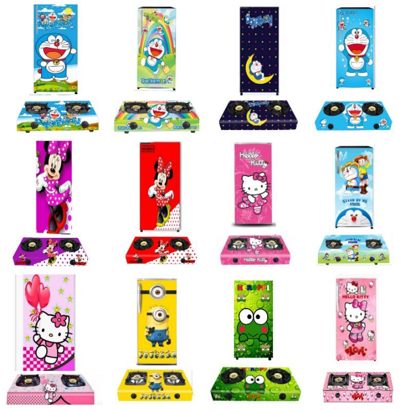 STIKER KULKAS 1 PINTU DAN KOMPOR GAS 2 TUNGKU KARAKTER