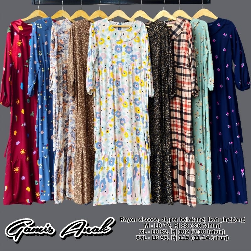 GAMIS MIDI ANAK perempuan cantik motif banyak rayon adem