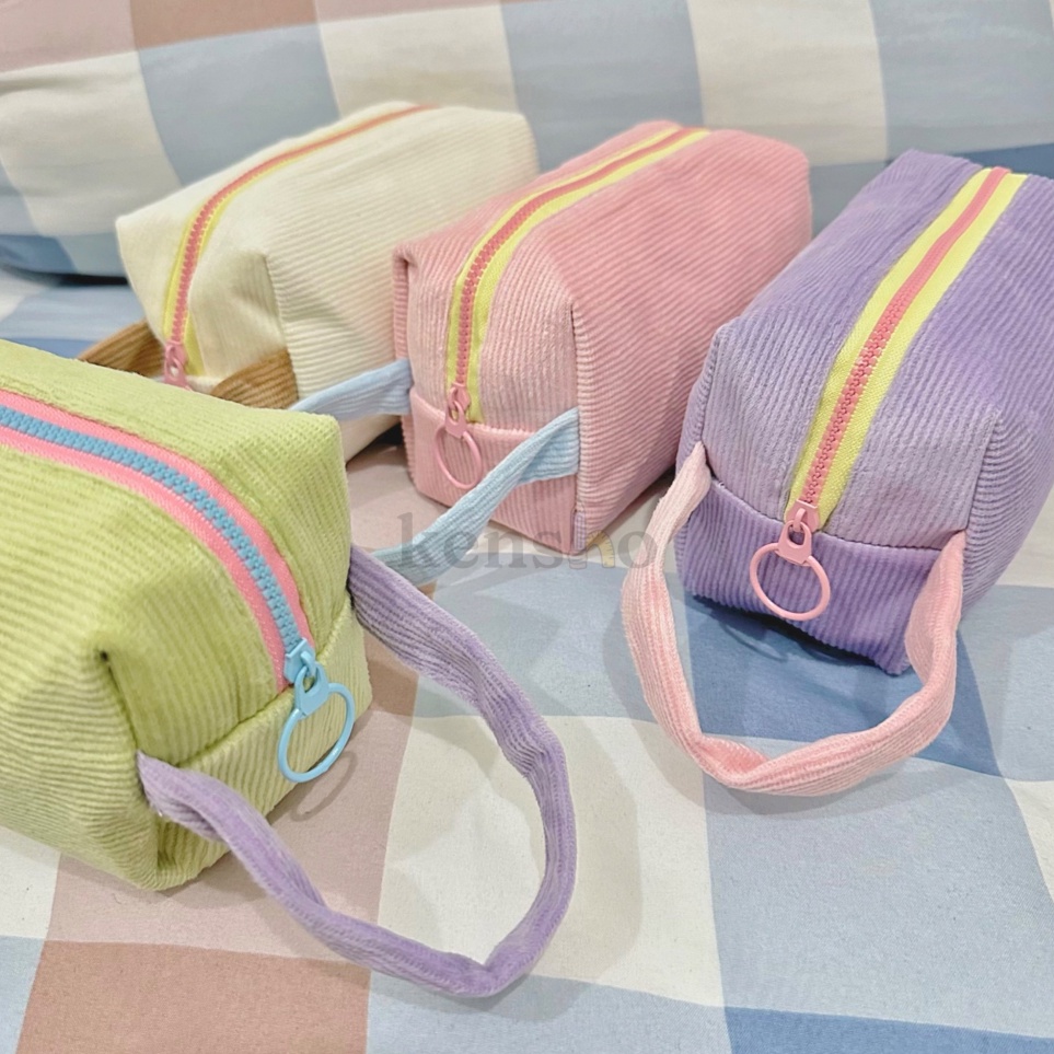 

ART O7C2 KENSHO Kotak Pensil Sleting Motif Corduroy Handle Pastel Pouch Makeup Aesthetic Tas Aksesoris Wanita Lucu Import Zipper Plain