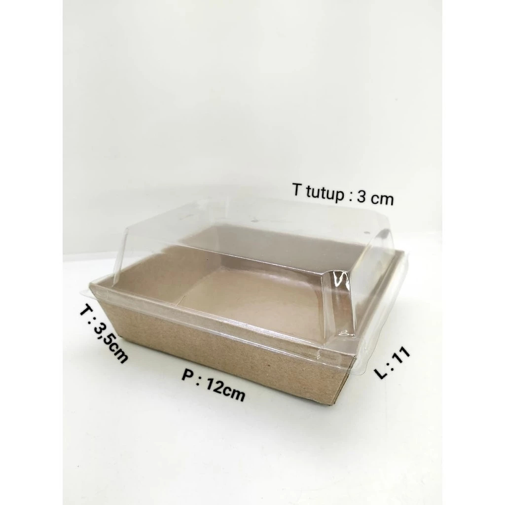 

5 Pcs Box Kraft Mika 12x11x3,5 cm Laminasi Milk Bun Meal box