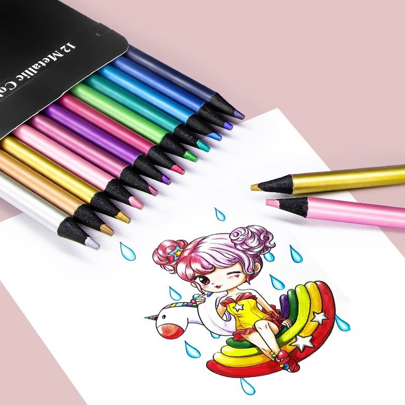 

KODE T36V Brutfuner 12pcs Metallic Colored Pencil Brutfuner Pensil Warna Metalik 12pcs
