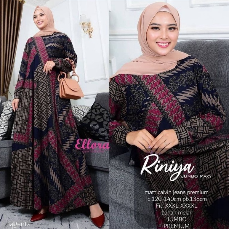 KODE C97Z AM  RINIYA Maxy Gamis Wanita Batik Calvin Jeans Terbaru Jumbo Bigsize Oversize LD111 XL4L 