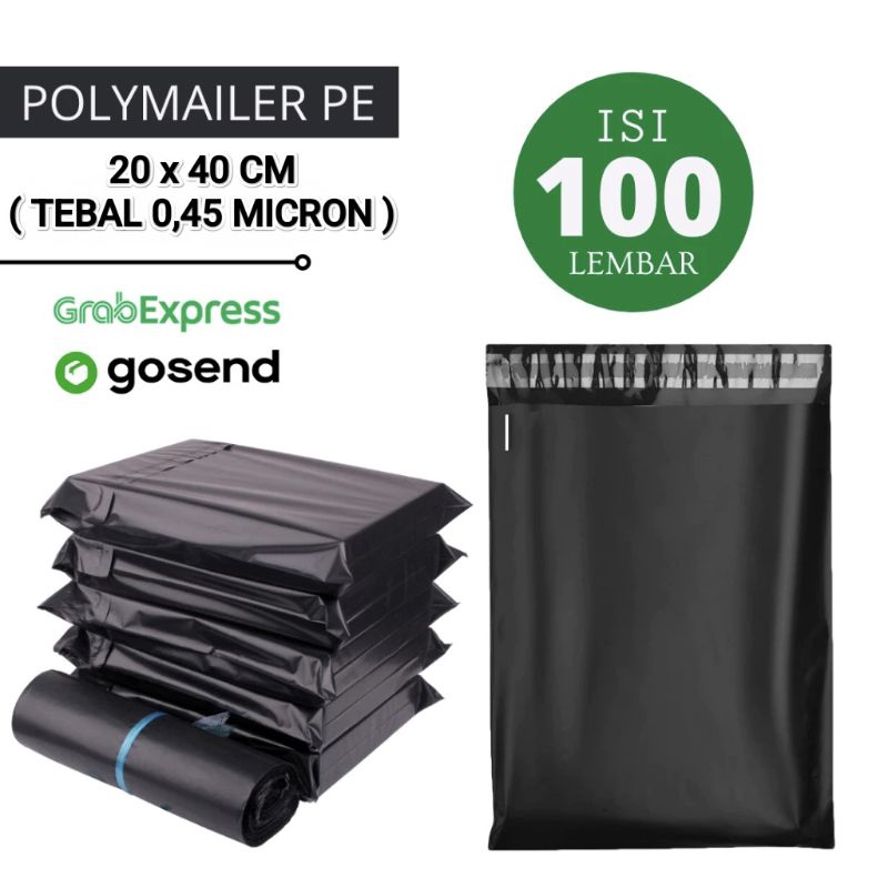 

ALGAN25 PLASTIK POLYMAILER HITAM ISI 100 PCS / DIJAMIN TEBAL 0,45 MICRON / PLASTIK PACKING UKURAN 10x20cm | 16x20cm | 17x30cm | 20x40cm | 25x40cm | 30x40cm | 35x50cm