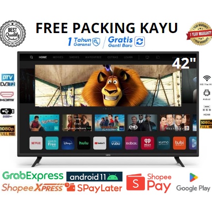 ART A3J2 Pack KAYU SMART TV DIGITAL 42 INCH HD TV LED MURAH GARANSI TV SMART YOUTUBE  Wifi  Mirrorin
