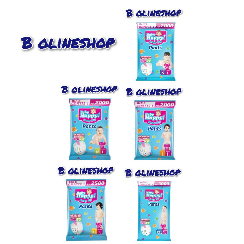 BABY HAPPY PANTS SACHET RENCENG 6+1 PAMPERS POPOK BAYI