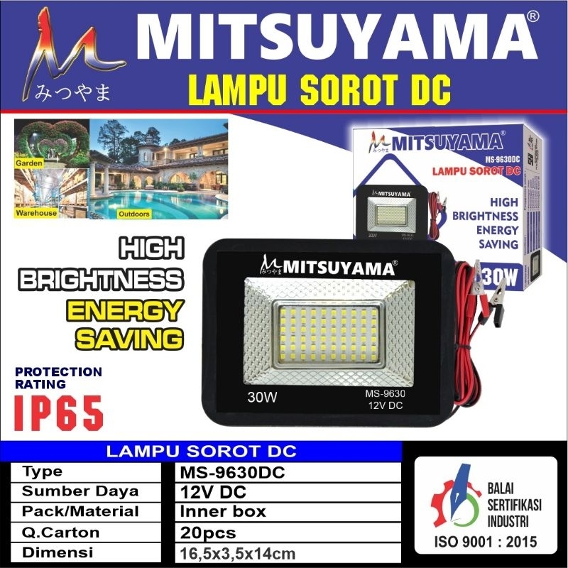 Lampu Sorot LED DC 30 Watt Aki Lampu Sorot DC 30Watt Cahaya Putih Lampu Sorot MITSUYAMA MS-9630DC La