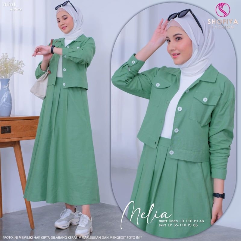 MELIA ONE SET POLOS GAMIS MUSLIM KEKINIAN matt linen ORI SHOFIYA FASHION