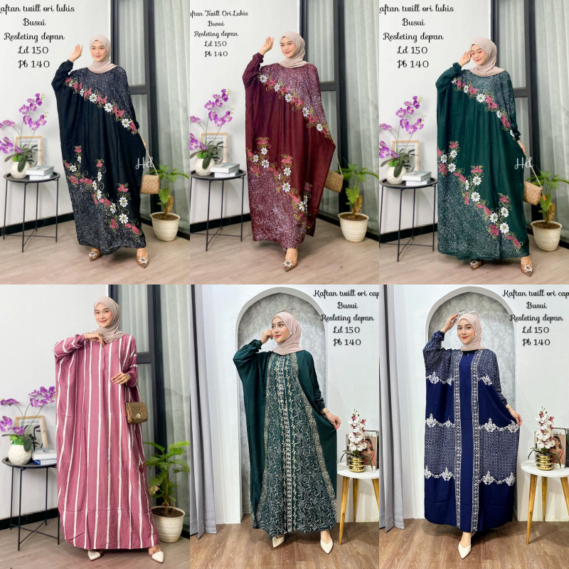 Ariefa Batik - TERLARIS GAMIS KAFTAN - KAFTAN TWILL ORI - KAFTAN RAYON CANDI MEKAR - KAFTAN BATIK CA