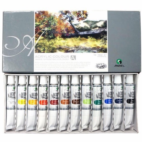 

KODE Y2V MARIES ACRYLIC COLOUR 12 WARNA CAT AKRILIK MARIES SET