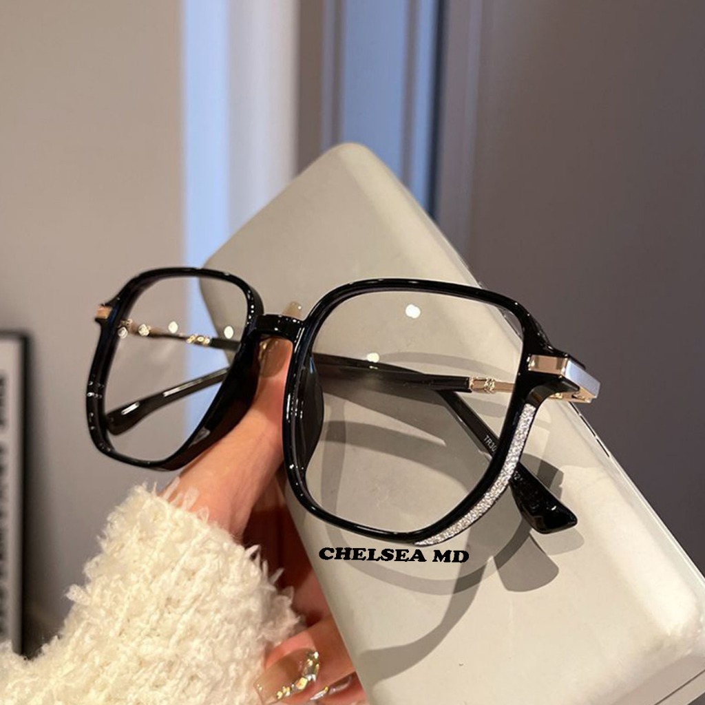 [ Beli 1 Minus Gratis 1 Kacamata ] Kacamata Kotak Wanita Photocromik Bisa Minus Frame Optik Mewah / 