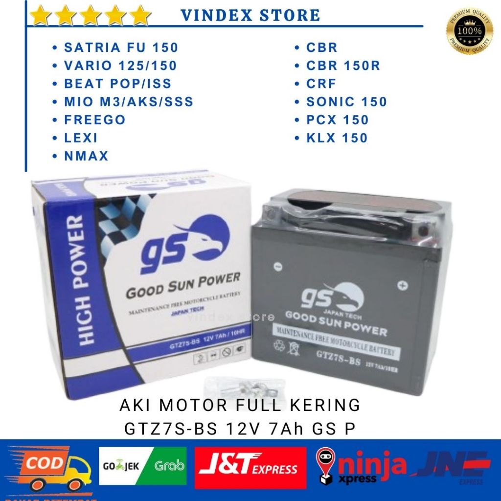 AKI MOTOR FULL KERING GTZ7S-BS 12V7Ah SATRIA FU 150 VARIO 125 150 LEXI NMAX SONIC PCX CRF KLX GS P