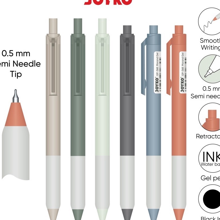 

Terbaru Gel Pen Joyko GP368 Morand Gel 5 mm Pulpen Pena 6 PCS