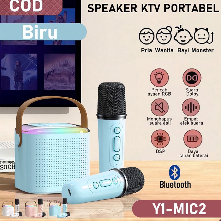 Banyak Dipakai DSpeaker Bluetooth Karaoke 2 Mic Set Salon Bluetooth Karaoke Mini Speaker Microphone 