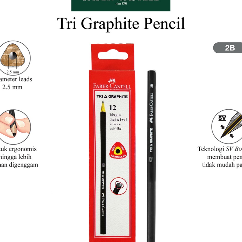 

KI3 Pencil Faber Castell Tri Graphite Pensil 2B Orinal Per Box