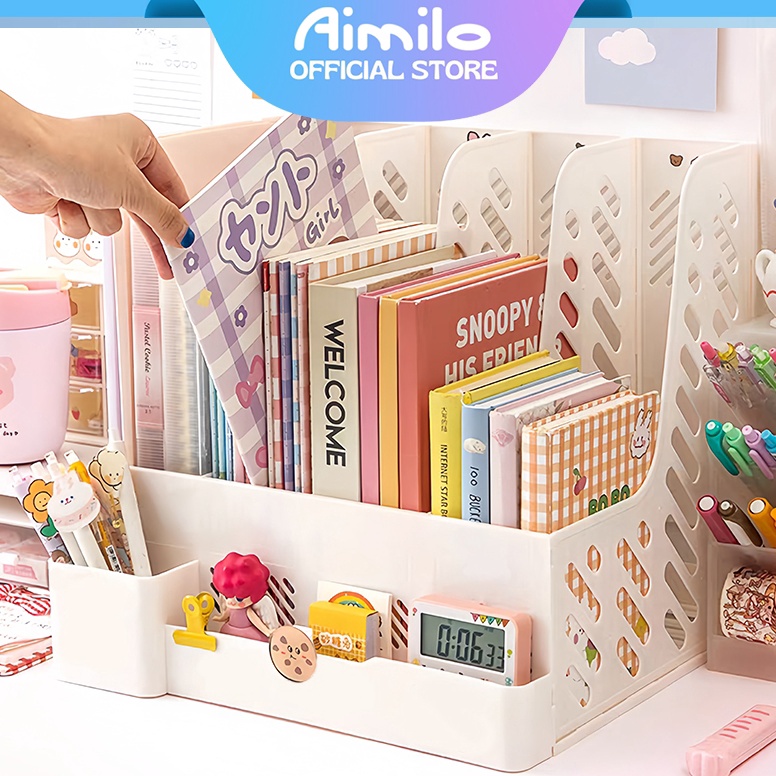 

ART G9M READY Aimilo Rak buku Organizer file dengan Tempat pena Box file Tempat buku Tempat penyimpanan