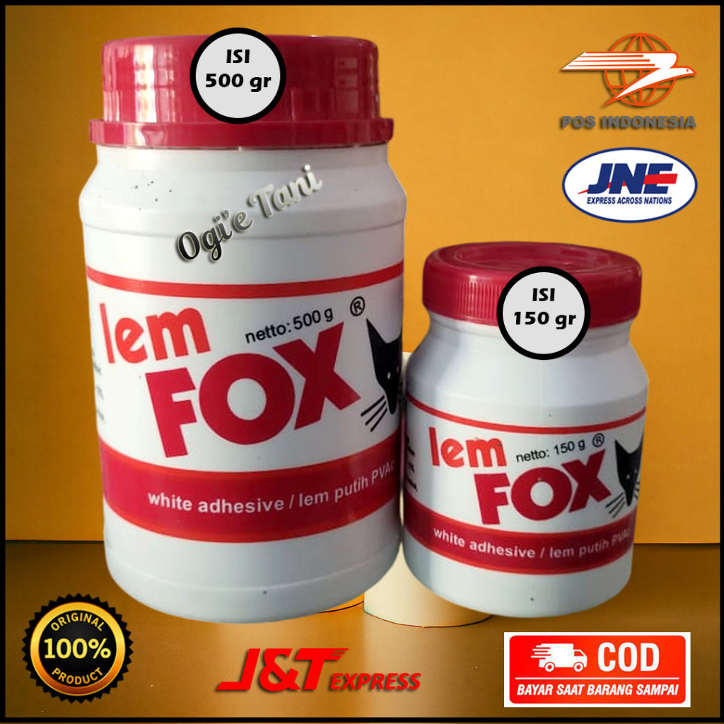 

Lem Fox Kertas Putih / Lem Putih PVAC, Tersedia Isi 150 gr & 500 gr