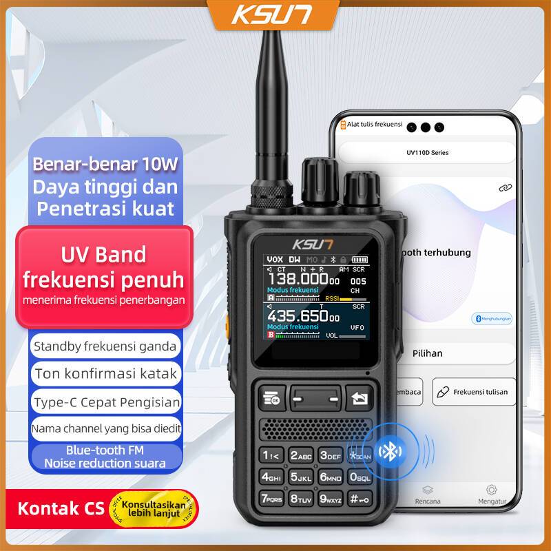 KSUN UV110D Walkie Talkie Long Range 10W Handheld Talkie Walkie VHF UHF Dual Band Dual Band Radio Fl