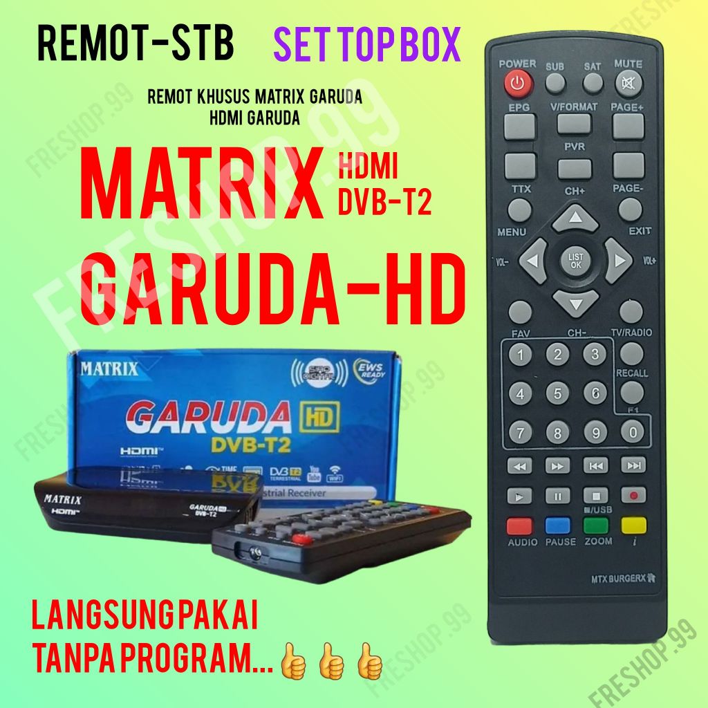 Remot untuk matrix hd garuda dvb-t2 langsung pakai