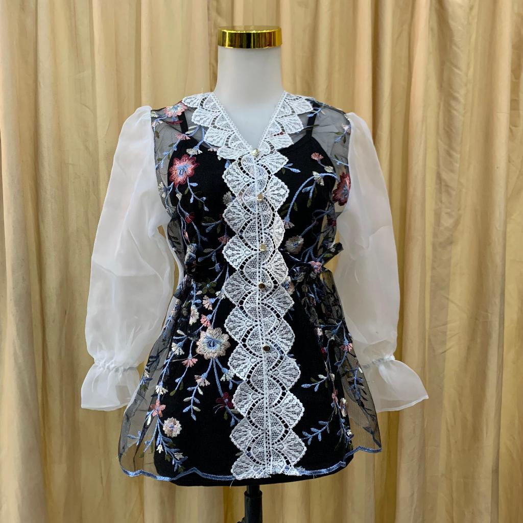 FLASH SALE KEBAYA ORGANZA TILE BORDIR WANITA DEWASA PREMIUM MODERN KEKINIAN