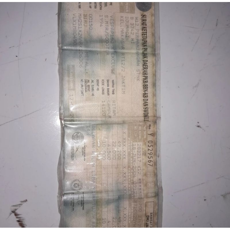 

paper kertas esteh vespa exclusive 1994 B jaktim jakarta