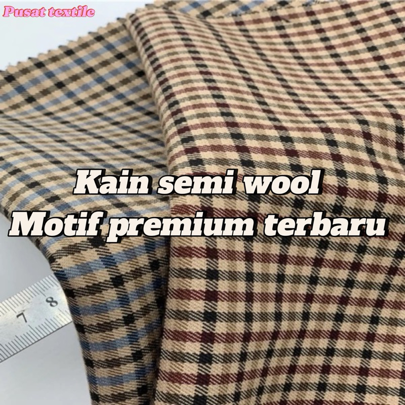 PROMO Kain Semi Wool Houndstooth Premium/Bahan Semi Wool Houndstooth Premium/Kain Semi Wool/Kain Sem