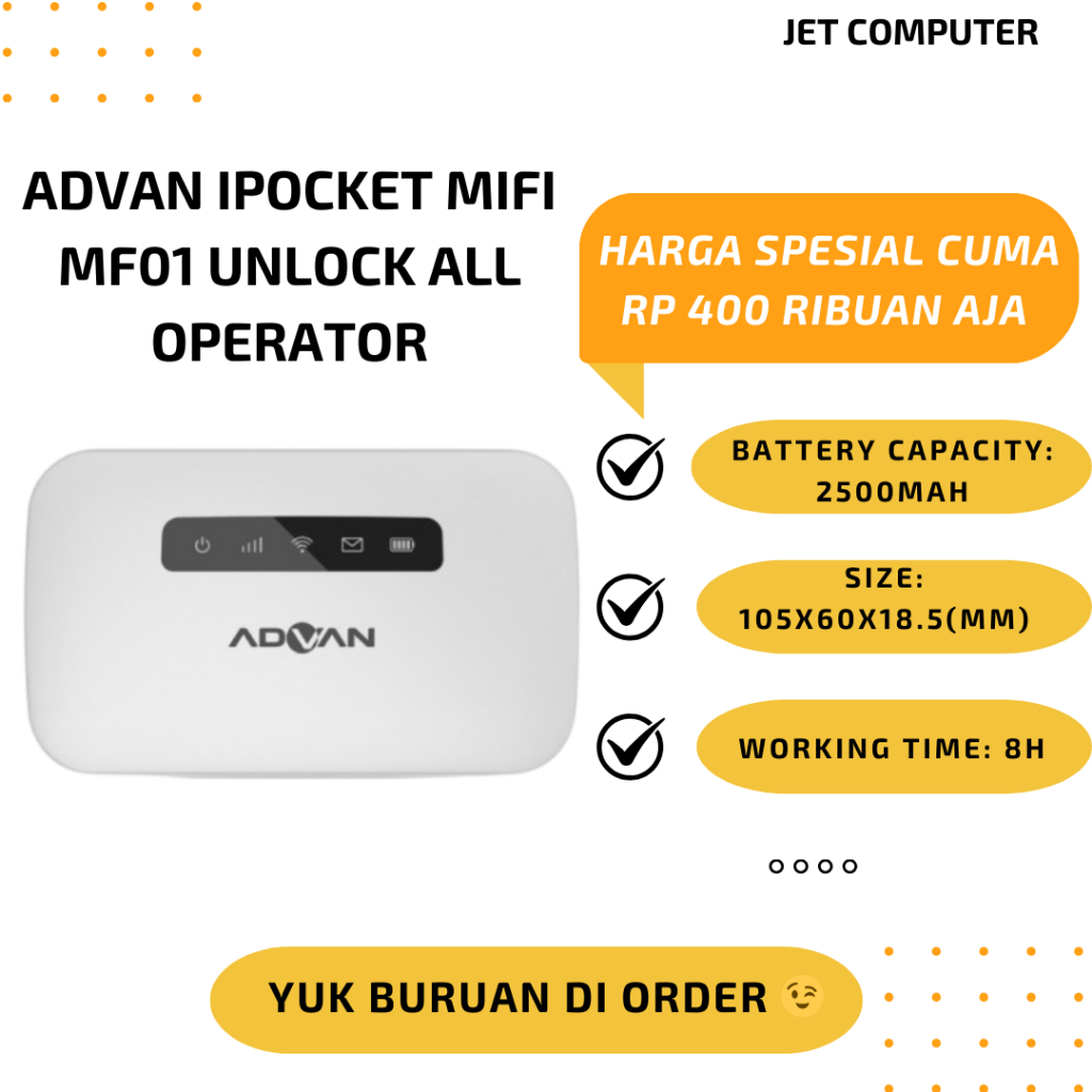 ADVAN Ipocket MIFI MF01 Unlock All Operator baterai 2500 mAh - Advan iPocket