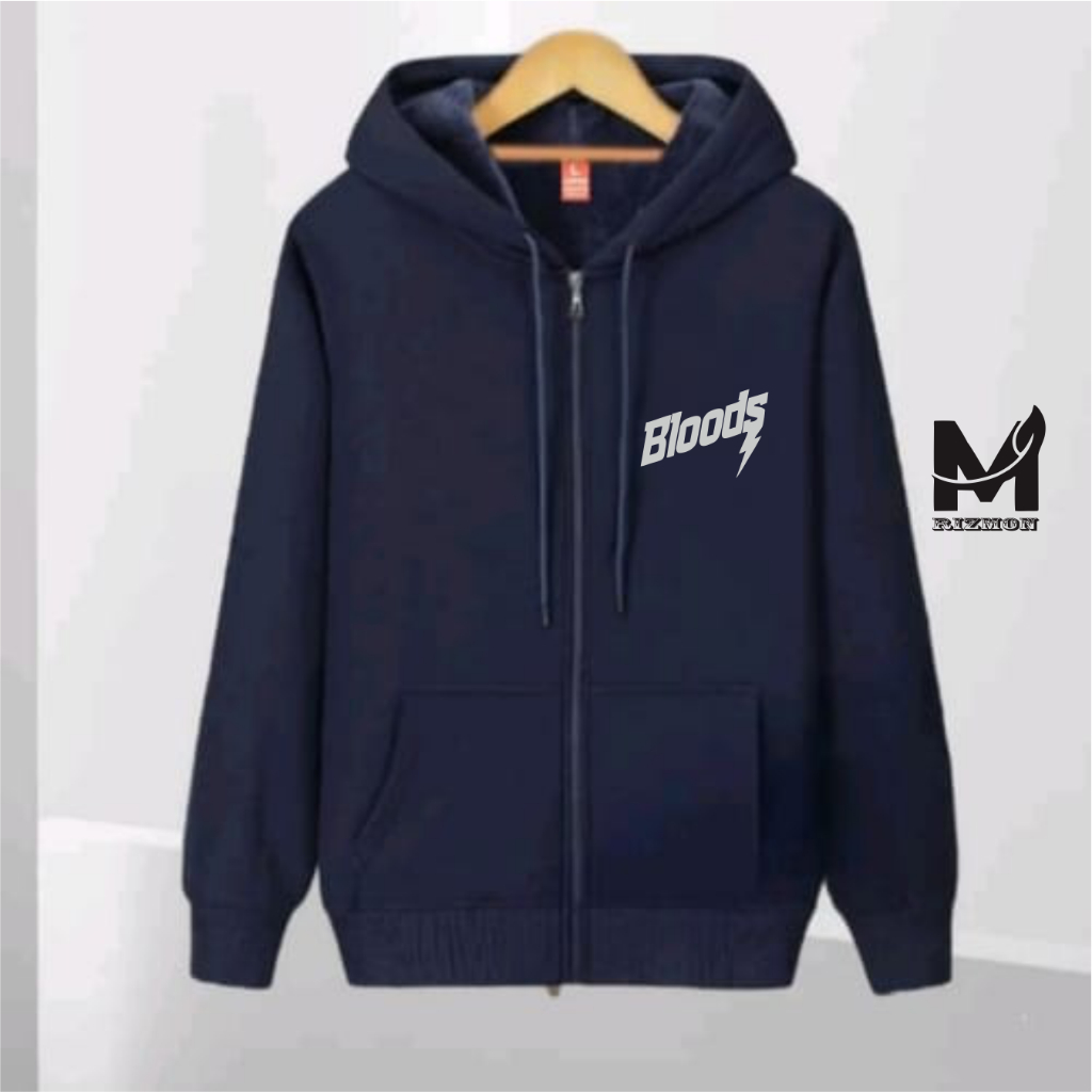 Rizmon Distro Bloud Logo Grey On Grey Hoodie Zipper Crop Top l Jaket Pria & Wanita