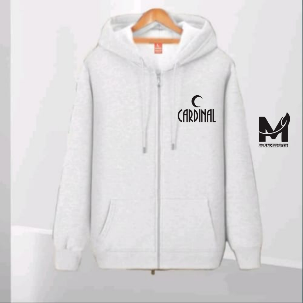 Rizmon Distro Car D Bulan Logo Black Hoodie Zipper Crop Top l Jaket Pria Dan Wanita