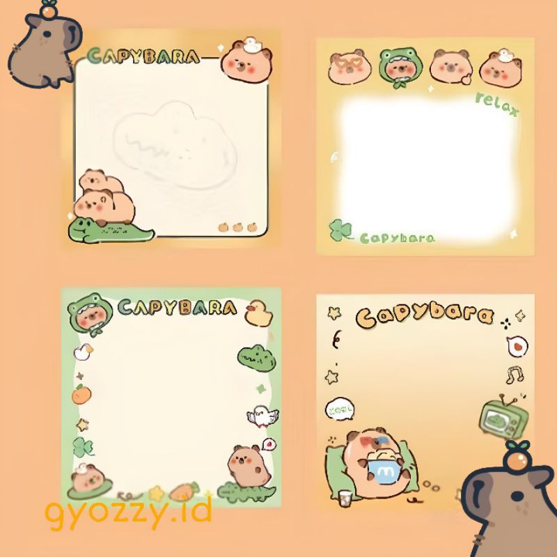 

50pcs/ Memo Capybara with Crocodile, Cute Capybara Memo Note, aesthetic capybara memo note, crocodile memo