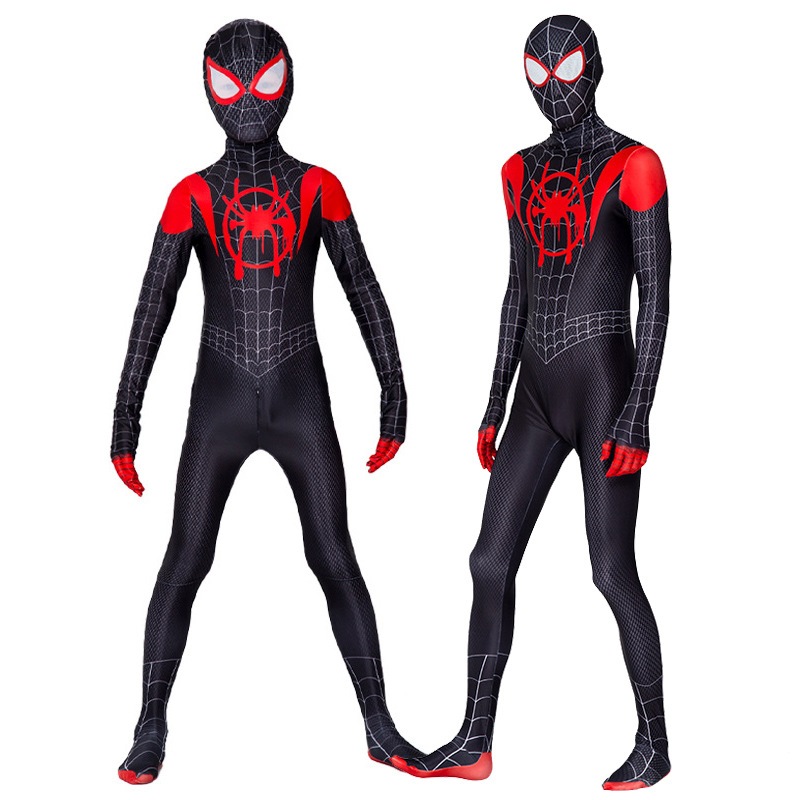 Spiderman Miles Morales hitam venom melus rostometer baju kostum cosplay kostum karakter jumpsweet a