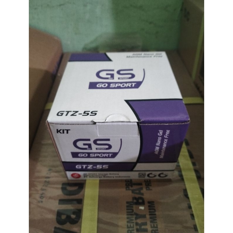 AKI MOTOR BARU MERK GS GTZ5S 12V 5AH ACCU KERING BEBAS PERAWATAN GELL ELEKTROLIT PISAH BUAT MOTOR BE