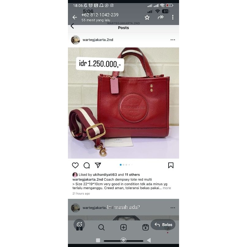 Coach mini bennet bag preloved tas second athentic