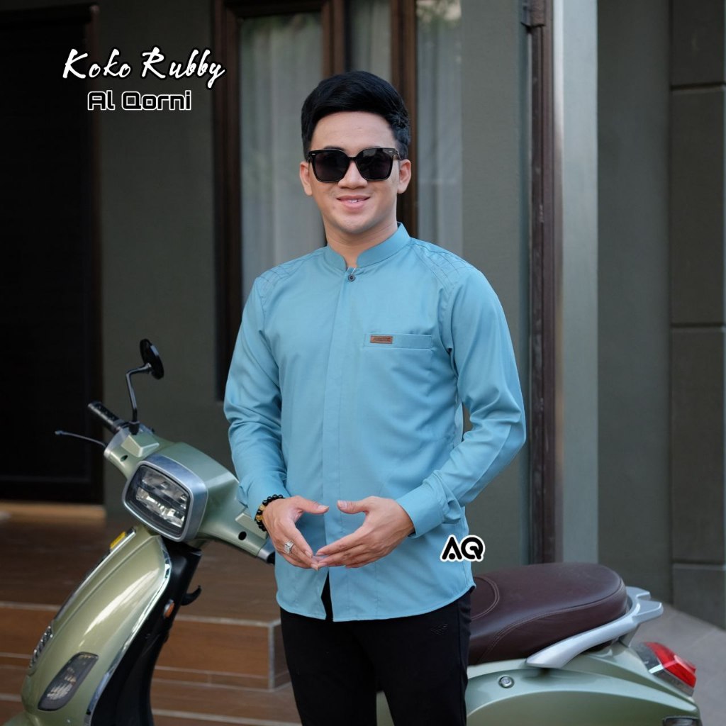 Baju Koko Pria Dewasa - Baju koko RUBBY Lengan panjang Polos manset slimfit size S M L XL XXL Bisa C