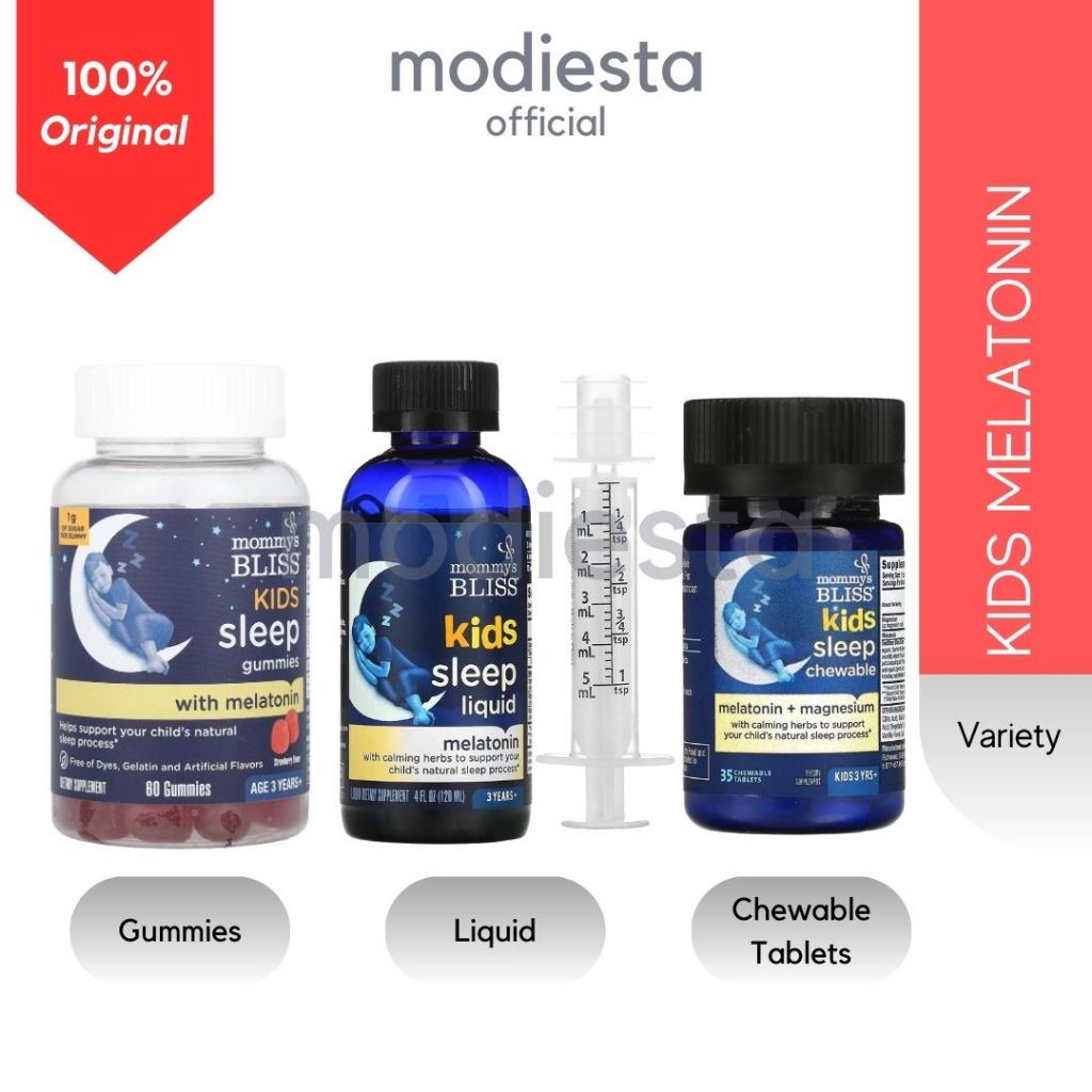Mommys Mommy's Bliss, Kids Sleep Gummies With Melatonin 60 Gummies / Liquid Melatonin 120 ml / Chewa