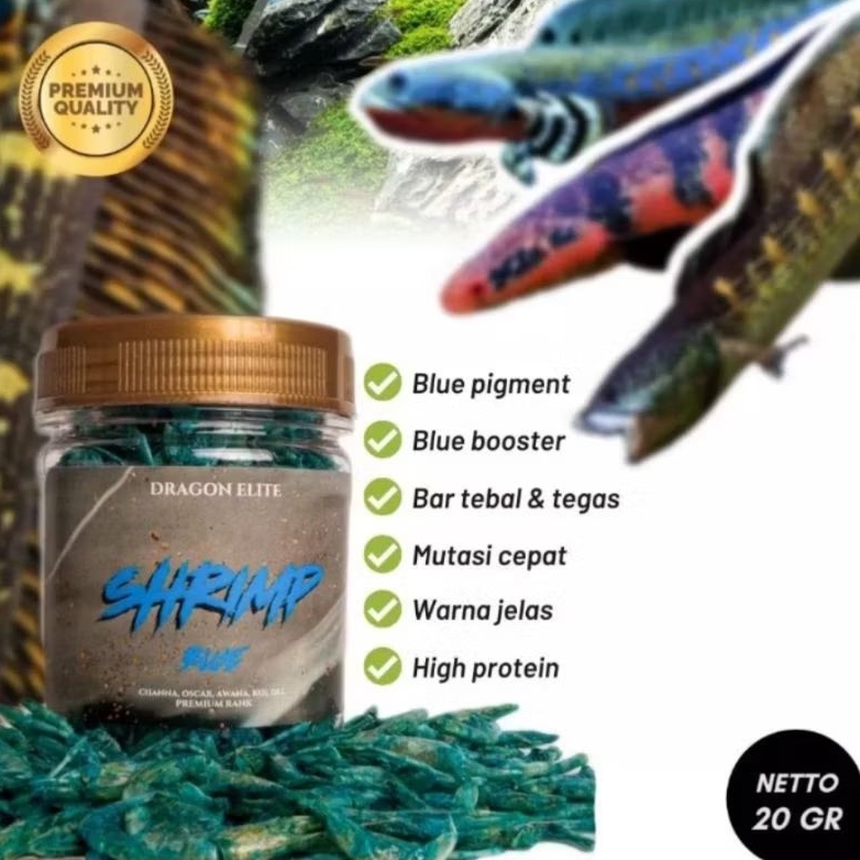 Udang Kering Blue Srimp Pakan Ikan Channa, Predator, Arwana