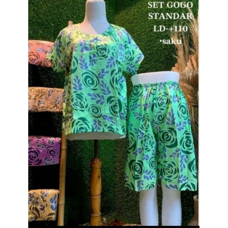 Setelan GOGO bahan rayon lengan pendek celana pendek wanita dewasa / setelan GOGO bahan rayon