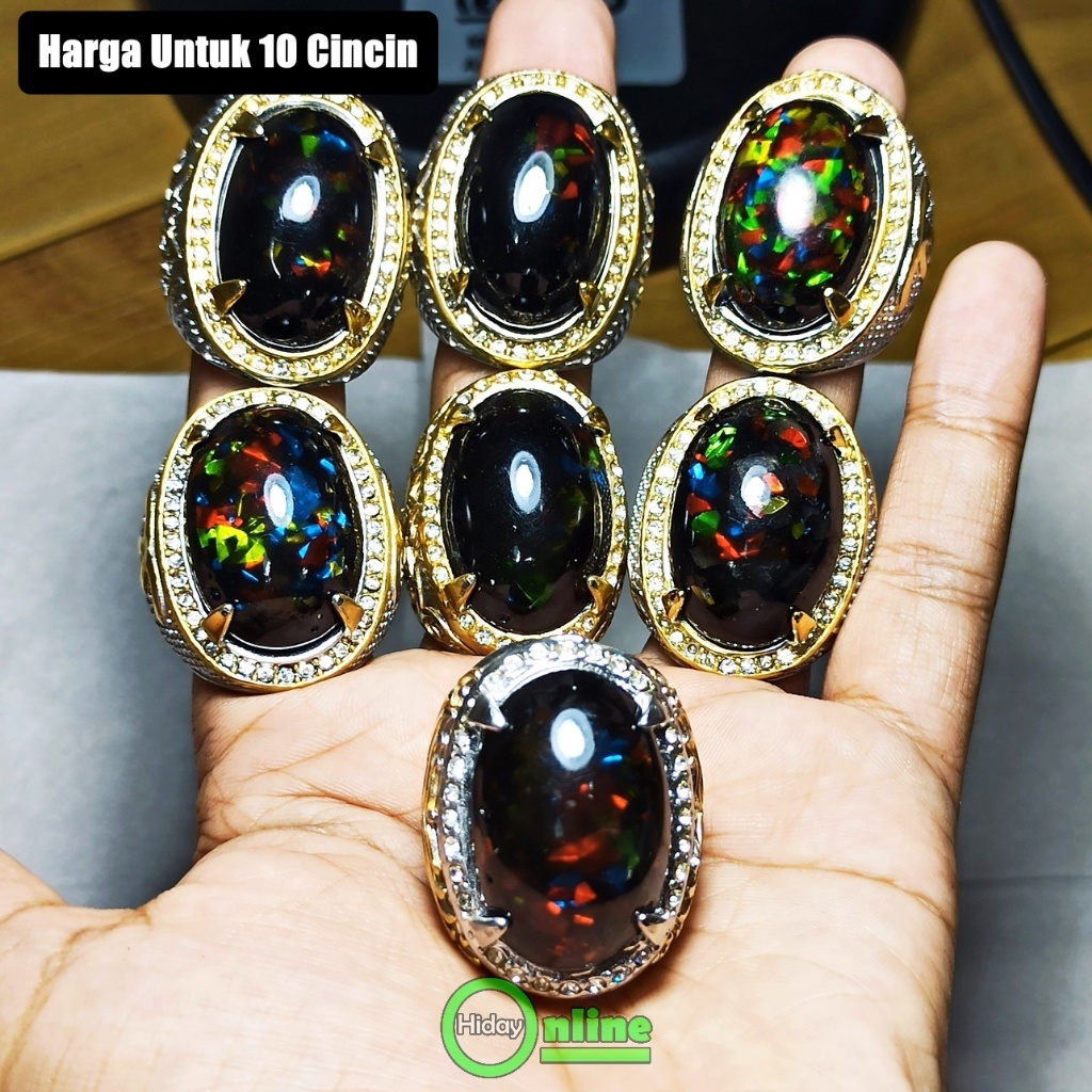 PAKET 20 CINCIN PERMATA KALIMAYA BLACK OPAL JARONG BIG SIZE [BAHAN RESIN]