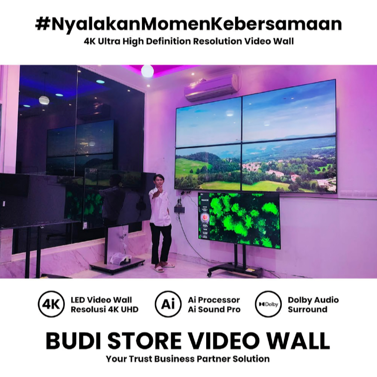 4K VIDEO WALL DISPLAY ALL IN ONE 1000 INCH VIDEOTRON LED SCREEN INDOOR TV BESAR JADI VIDEOWALL