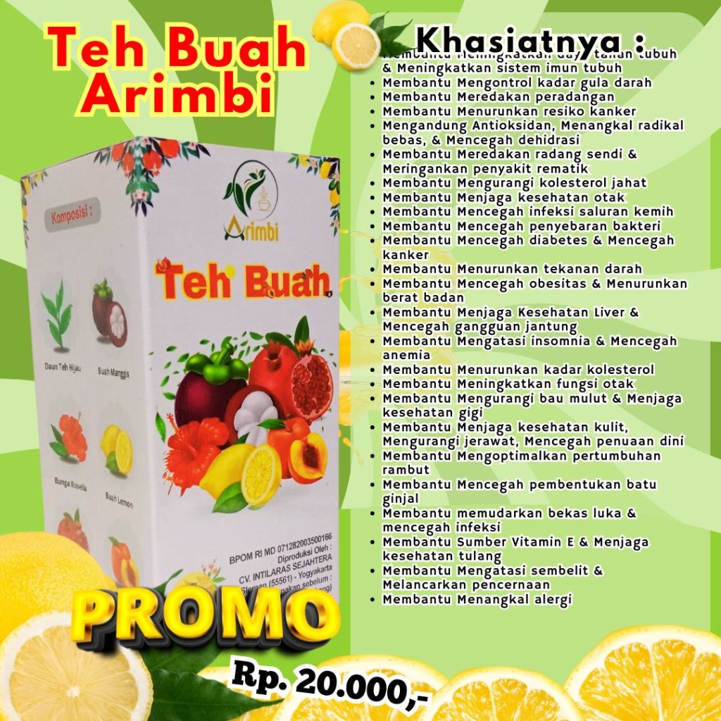 

Teh Buah Arimbi, Teh Arimbi, Teh Buah,Teh Buah Untuk Membantu Mengurangi kolesterol jahat,Teh Buah Untuk Membantu Menjaga kesehatan otak,Teh Buah Untuk Membantu Melancarkan pencernaan,