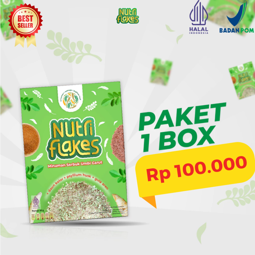 

Nutriflakes Sereal Umbi Garut Original Atasi Asam Lambung Paket 1 Box