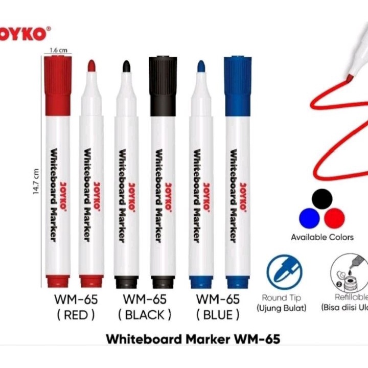

KI3 Spidol WhiteBoard Joyko Wm65 1pak12pcs