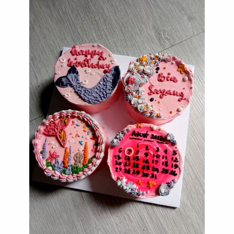 

(BACA DESKRIPSI) Kue Ultah Korean Cake UK 10 x 4 wajib INSTANT H-3 Bento Cake Birthday Ulang Tahun Bebas Dekor Karakter