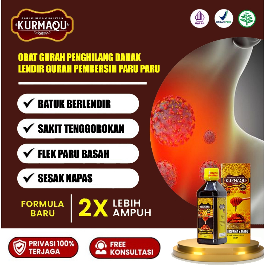 Obat Gurah Penghilang Lendir Dan Dahak Gurah Lendir Pembersih Paru Paru - KURMAQU Sirup Madu Herbal