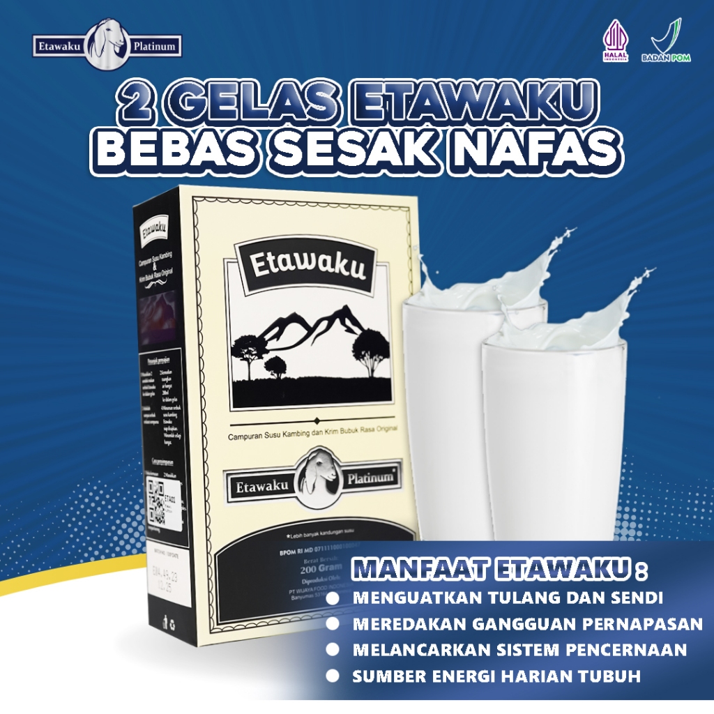 

Susu Etawaku Platinum - Susu Kambing Etawa Rendah Lemak Atasi Gangguan Pernapasan isi 200gr